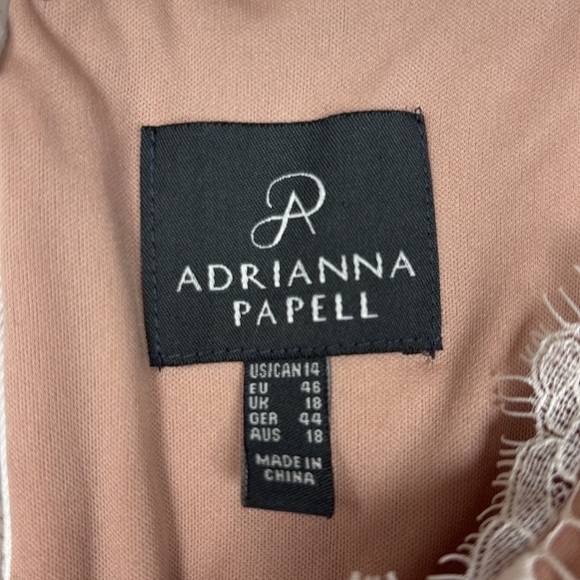 Adrianna Papell Floral Lace Overlay Sheath Mini Dress Formal Cream 14 - Picture 7 of 8